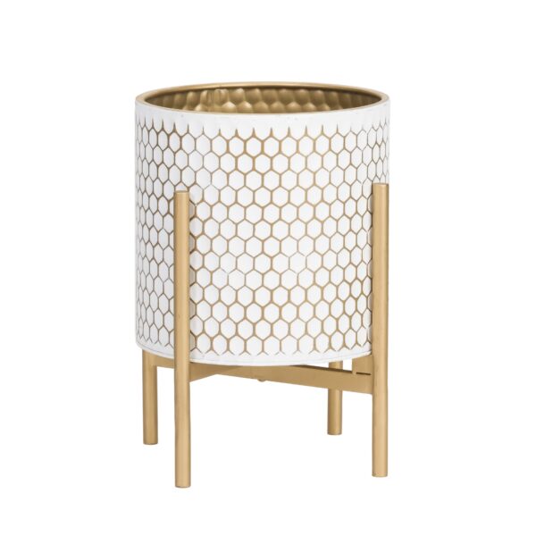 Honeycomb Modern Planter With Loki Gold Base - Image 3