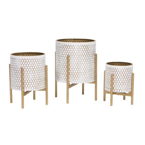 Honeycomb Modern Planter With Loki Gold Base
