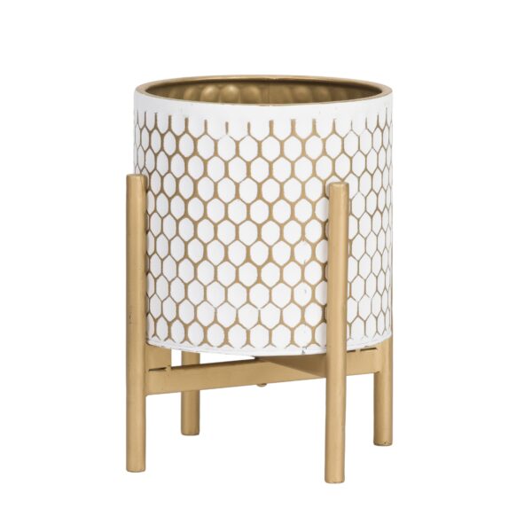 Honeycomb Modern Planter With Loki Gold Base - Image 4