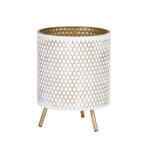Honeycomb Modern Planter With Nyra Gold Base - Image 2
