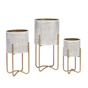 Honeycomb Modern Planter With Ambrose Gold Base