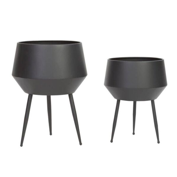 Huxley Mid Century Modern Planters - Black (Set of 2)