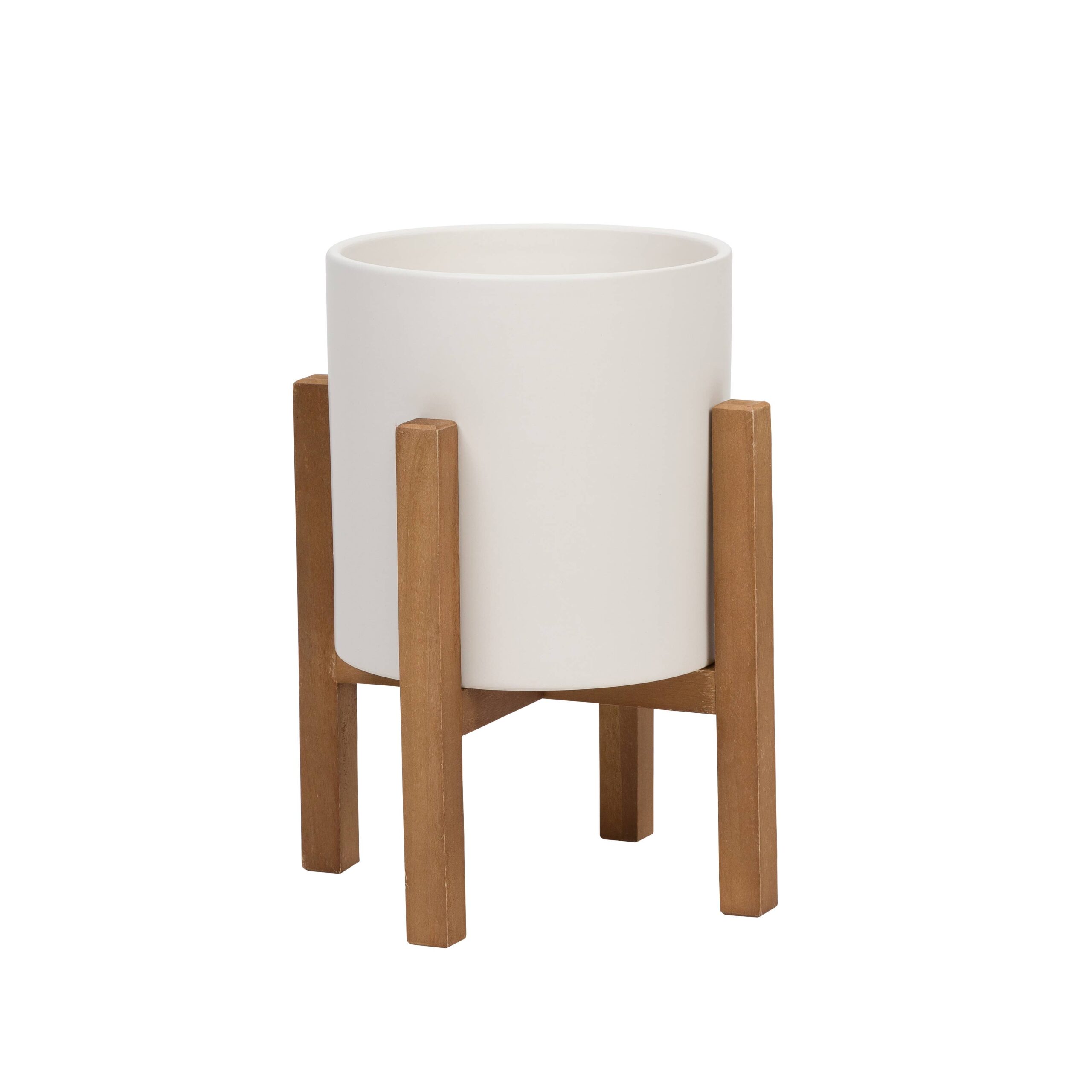 Liam Modern Ceramic Planter with Wood Legs