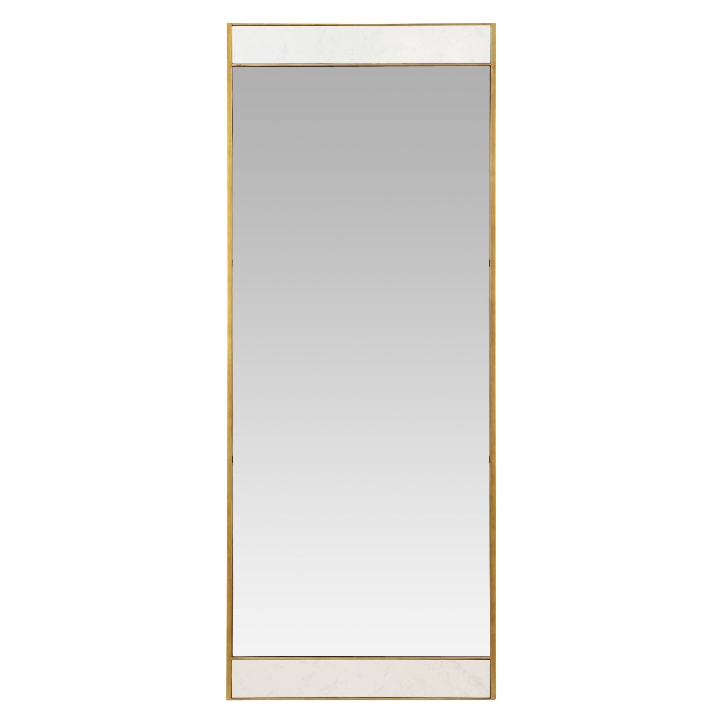 Lina Modern Floor Mirror Gold with Marble