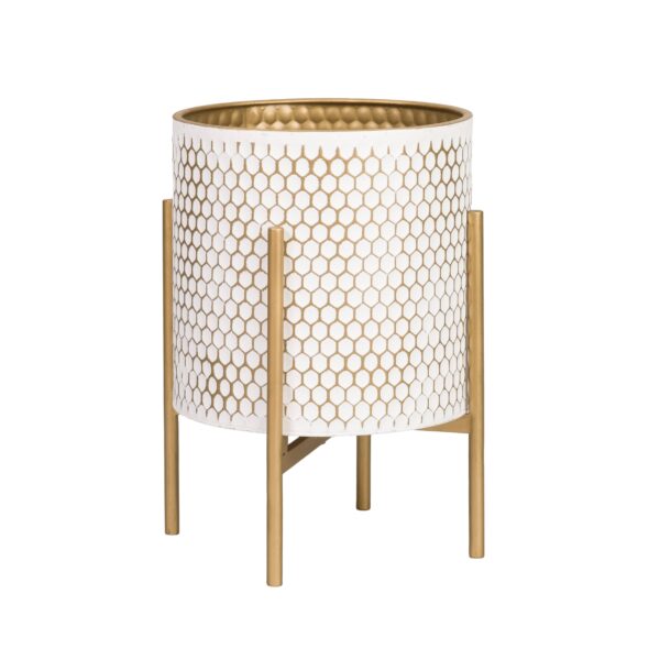 Honeycomb Modern Planter With Loki Gold Base - Image 2