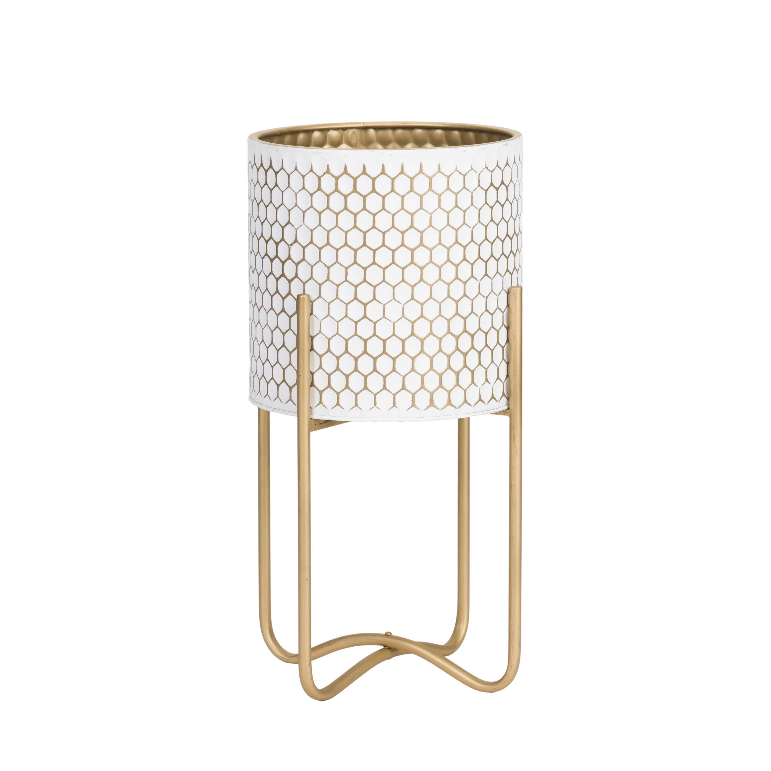 Honeycomb Modern Planter With Ambrose Gold Base - Image 3