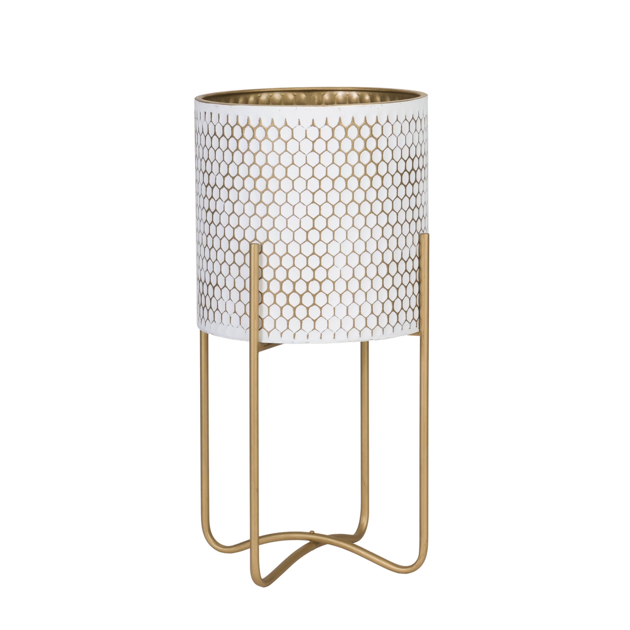 Honeycomb Modern Planter With Ambrose Gold Base - Image 2