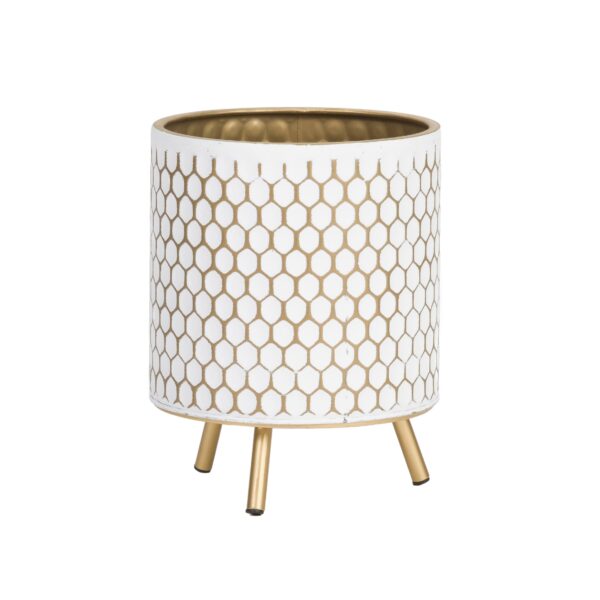Honeycomb Modern Planter With Nyra Gold Base - Image 4