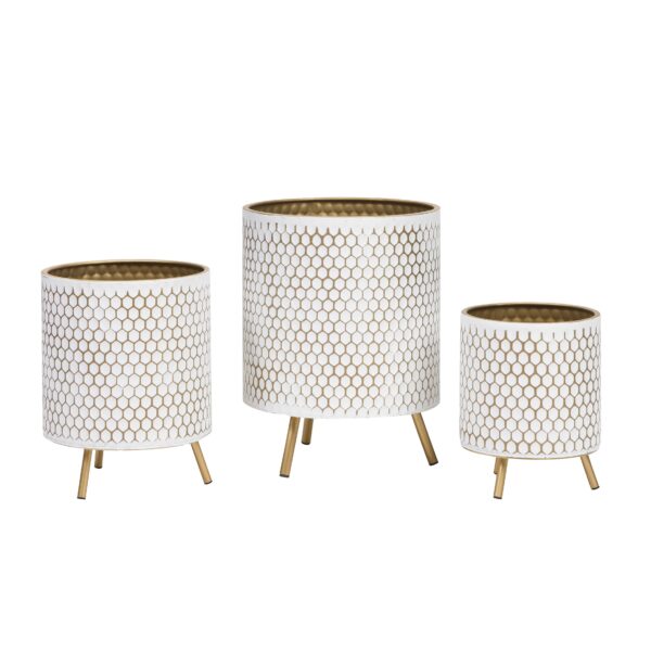 Honeycomb Modern Planter With Nyra Gold Base