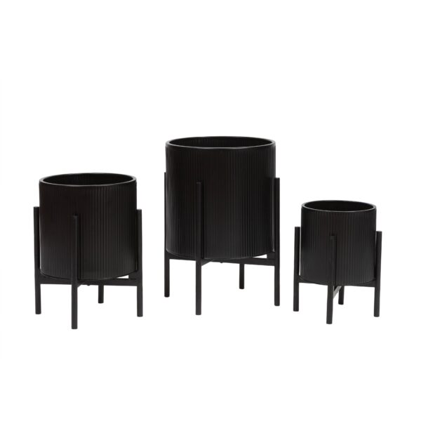 Everett Modern Planter With Loki Black Base